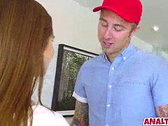 Анальный секс, Минет, Брюнетки, Семяизвержение, Сперма на лице, Крошечные, Чулки, Молоденькие