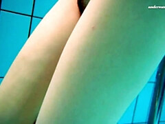 お尻, 女, Hd, アウトドア, オマンコ, 一人, ティーン, 水中