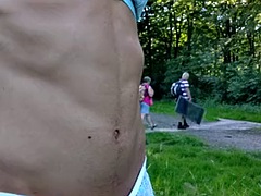 Enthousiasteling, Grote lul, Ondergoed, Buiten, Openbaar, Shemale