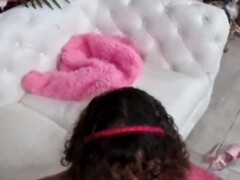 In den arsch, Braunhaarige, Kehlenfick, Hundestellung, Würgen, Natürlichen titten, Muschi, Rau