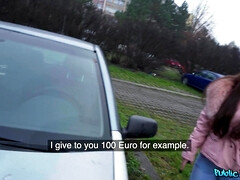 Enthousiasteling, Pijpbeurt, Bruinharig, Sperma shot, Tsjechisch, Buiten, Gezichtspunt, Tiener