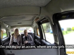 Fake cab two dutch females get hot and perspiring