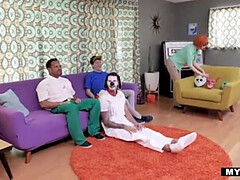 Grosser schwanz, Blasen, Familie, Behaart, Hardcore, Lecken, Muschi, Flotter dreier