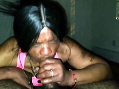 Black Granny sucks hard dick