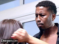 デカチン, 黒人, フェラチオ, 顔射, フォアサム, 下着, オーガズム, 赤毛