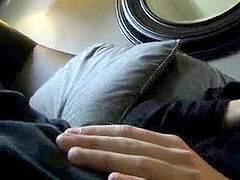 Young man taunts with his brilliant feet before jerking off