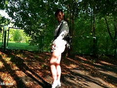 お尻, デカパイ, 茶髪の, 巨乳な, 公共, オマンコ, 一人, オッパイの