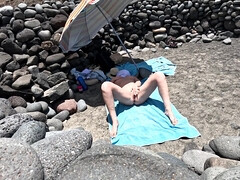 Plage, Tir de sperme, Fétiche, Exhib, Branler, Masturbation, Pov, Voyeur