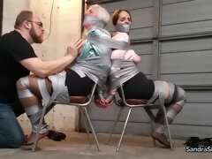 美女, 緊縛, ボンデージ, 気狂い, エロティック, フェティッシュ, オフィス