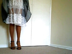 Retro Lace Slip With Tan Nylon Stockings