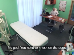Médecin, Doigter, Léchez, Bureau, Pov, Chatte, Uniforme, Voyeur