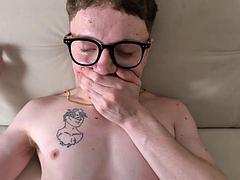 Daddy masturbates me and fucks me bareback hard and deep in POV, he fills my ass with milk