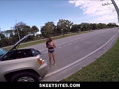 Gros seins, Voiture, En gros plan de très près, Argent, Naturelle, Seins naturels, Pov, Nénés