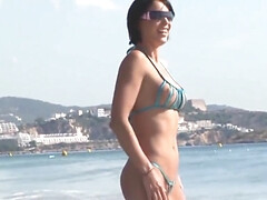 ビーチ, 美人, 巨乳な, 古典, イマラチオ, チン, 公共, オッパイの