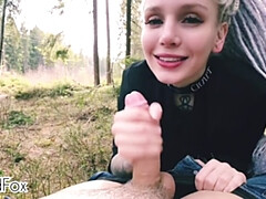 Amateur, Blonde, Tir de sperme, Masturbation, De plein air, Pov, Public, Adolescente