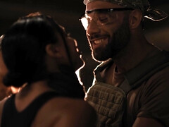 美女, ブロンド, 巨乳な, ハードコア, 異人種間, キス, ラフ, ユニフォーム