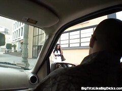 Buxomy Black-Haired Audrey Bitoni Drilling And Gargling A Good-Sized Manstick