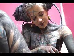 アナル, 女, Hd, オナニー, ヌード, ピアス, 一人, タトゥー