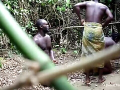 Africano, Negro, Estilo perrito, Ébano, Maduro, Al aire libre, Coño, Mojado