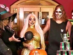 Costume party leads to a mature woman fucking a young man