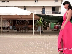 My sex red dress is perfect to flashing in public - Teen (18+)
