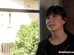 Rubia, Amarrada, Polla, Grupo, Al aire libre, Dolor, Público, Voyeur