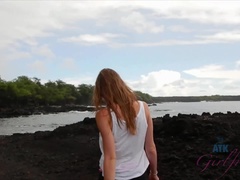 Enthousiasteling, Strand, Blond, Vingeren, Flashing, Vriendin, Orgasme, Gezichtspunt