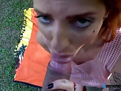 18, デカ尻, デカチン, デカパイ, バック, アウトドア, 赤毛, オッパイの