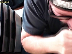 Vintage jock sucking in gloryhole
