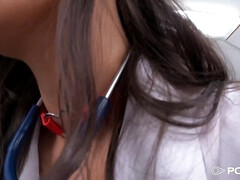 美女, デカチン, フェラチオ, 気狂い, 看護婦, オマンコ, ティーン, オッパイの