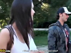 美女, デカパイ, 露出狂, 彼女, グループ, 公共, 三人, オッパイの