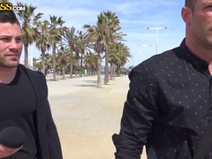 ブロンド, 顔射, グループ, アウトドア, 公共, タトゥー, 三人