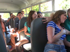 Bus passengers watch how young lovers have sex right there