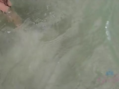 Strand, Sperma, Orgasme, Gezichtspunt, Kut duiken, Geschoren, Mager, Tieten likken