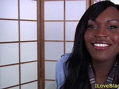 Nubian transsexual Genesis tugs rigid on her penis