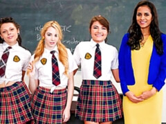 ブラジル, 指いじり, オナニー, オマンコ, 女子高生, スカート, ティーン, 三人