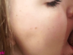 Enthousiasteling, Bruinharig, Stel, Sperma, Sperma shot, Lul, Russisch, Zuigen