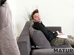 茶髪の, お婆さん, Hd, 熟年, ロシア人, 魅力的, 息子, ストッキング