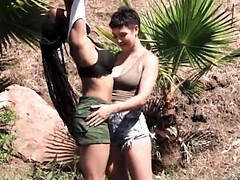 Negro, Morena, Acercamiento, Peludo, Besar, Lesbiana, Orgasmo, Al aire libre