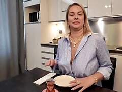 Busty Turkish Stepmom Qombol Gives Homemade Blowjob While Dad's Away