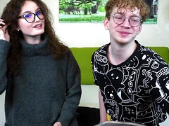 Redhead Amateur couple fucking on webcam - Brunette Teen Camgirl slut in eyeglasses