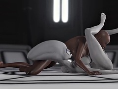 sci-fi female alien fucks a black girl in the space station