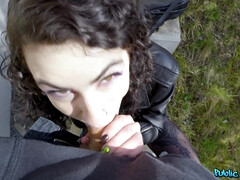 Américain, Bottes, Queue, Cuir, Seins naturels, De plein air, Piercing, Public