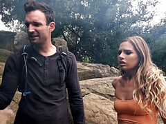 Petite Teen Deepthroats and Fucks A Fat Cock After Picked Up By A Hiker