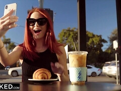 黒人, フェラチオ, チン, ハードコア, なめる, 小柄, 赤毛, 馬乗り