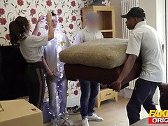 デカチン, デカパイ, なめる, 母, オマンコ, 叫ぶ, ティーン, 三人