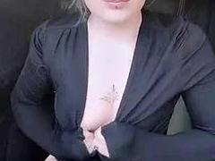 素人, ブロンド, 車, フェティッシュ, 下着, 淫乱熟女, 公共, 一人