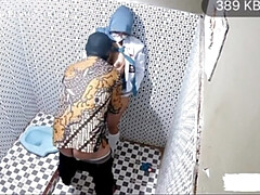 Indonesian Hijab Teacher Fucks Student in Public Toilet - Clarelia Jamsen Blowjob Viral
