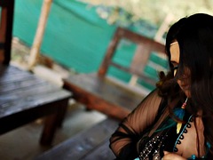 Asiático, Tetas grandes, Negro, Ébano, Indio, Solo