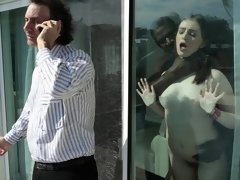 デカ尻, 黒人, ブロンド, フェラチオ, バック, 毛深い, ティーン, オッパイの